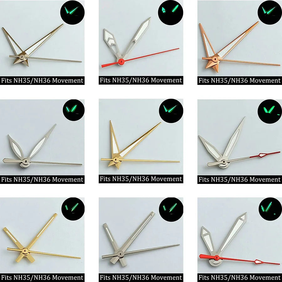 high-quality Watch accessories watch pointer NH series 35 NH36 hands green  luminous suitable for N H35/ NH36 movement