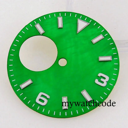 Fit NH38 NH38A Automatic Movement 29mm Blue/Green/White/Orange/Black Watch Hollow Dial Green Luminous Marks Watch Spare Parts