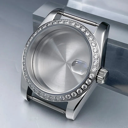 36mm/39mm NH35 Case President Jubile Strap Diamond Bezel Sapphire Glass Mod For NH35 NH36 Movement Watch Case Accessories Parts