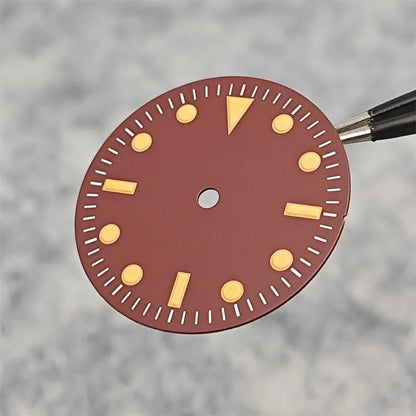 28.5MM Orange Scale Red Watch Dial No Calendar Window Without Date Watch Accessories No Luminous Suitable for NH35/8215/2836 Movement