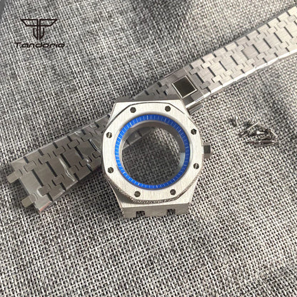 42mm Royal Oak AP Case Stainless Steel Brushed Octagon Watch Case Bracelet Glass Back Chapter Ring Sapphire Glass Fit NH35 NH36 Automatic Movement