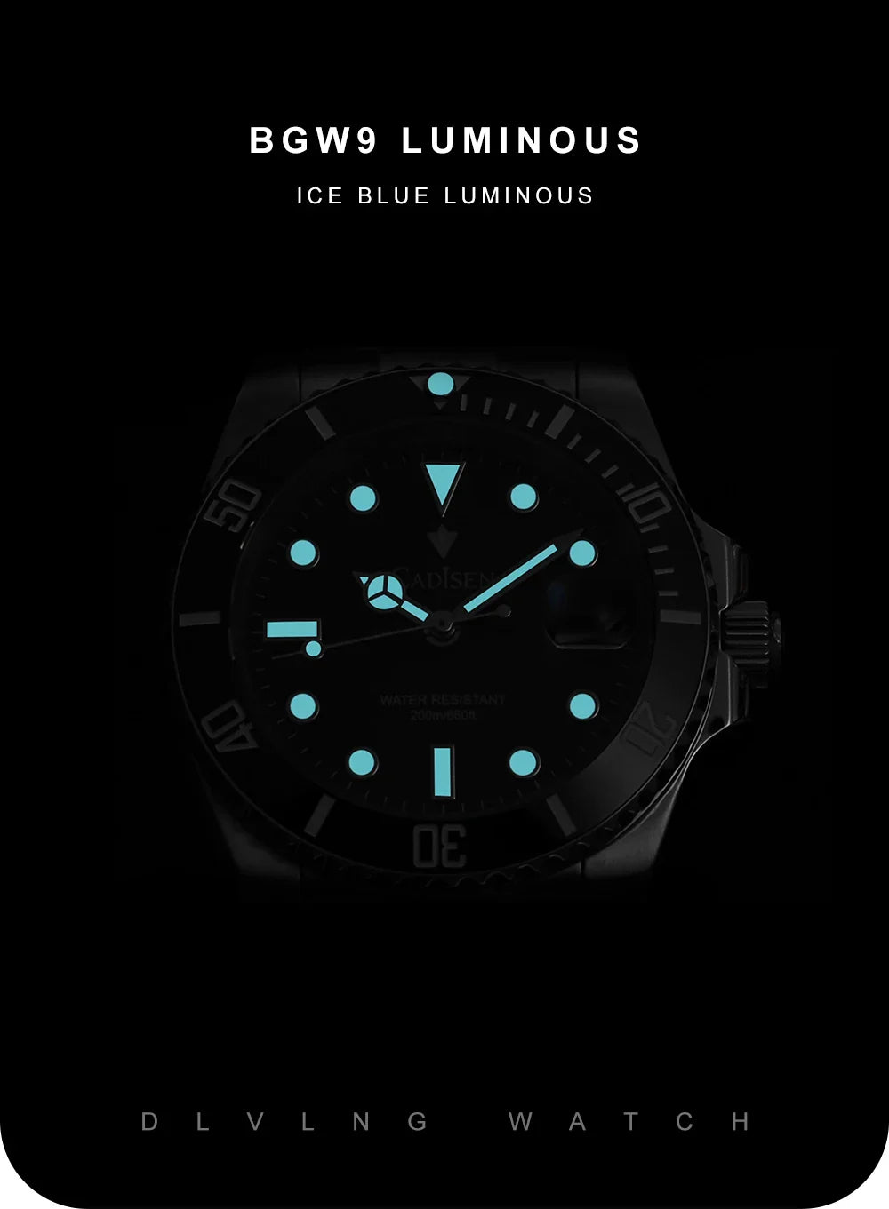 CADISEN C8216 Submariner Diver NH35A Movement AR Sapphire BGW9 Lume 40MM 20Bar