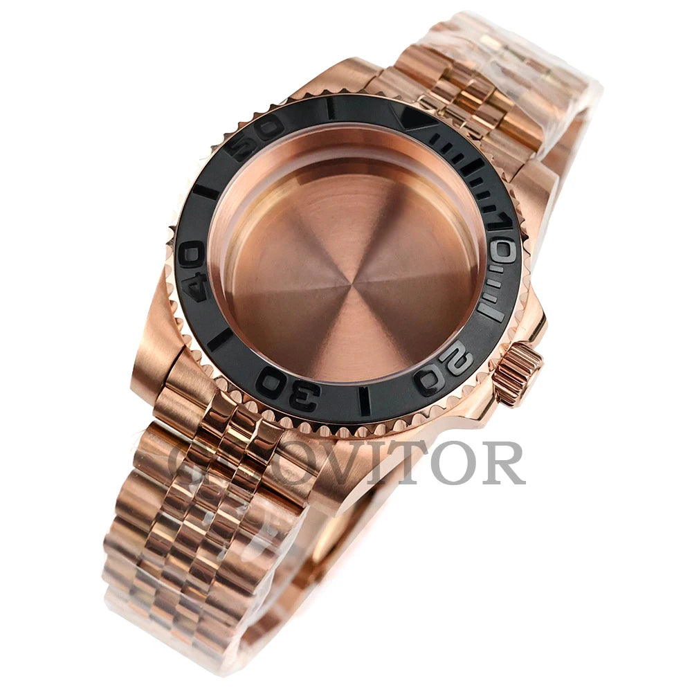 NH35 Watch Case 40mm For GMT YACHT-MASTER Seiko NH34/NH35/NH36/NH38 Movement Rose Gold Jubilee Bracelet Submariner NH35 Case