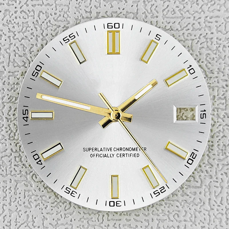 28.5mm double bar date window Watch Dial With Watch Hands Date Just Luminous Sunray Fit NH35 NH36 Watch Faces Automatic Movement