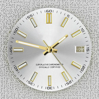 28.5mm double bar date window Watch Dial With Watch Hands Date Just Luminous Sunray Fit NH35 NH36 Watch Faces Automatic Movement