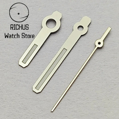 wide Silver Watch Hands Green Luminous Hands Fit NH35 NH36 NH38 NH70 NH72 Movement