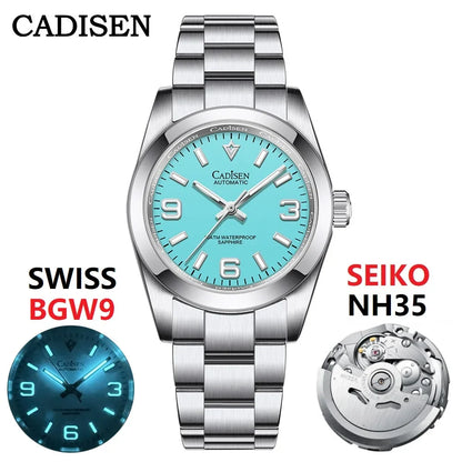 Cadisen C8213 Oyster Watch 36MM NH35 AR Sapphire BGW9 Lume 100M Waterproof