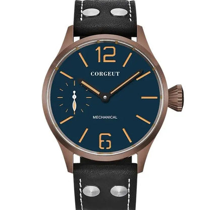 Corgeut 6025 pilot ST3600 Manual Mechanical sub second Sapphire Mirror 44mm 5ATM Glass Back