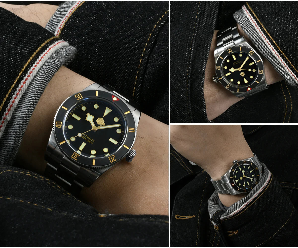 San Martin SN0138G New 37mm BB54 Vintage Diver Watch NH35 Automatic AR Sapphire C3 Luminous 20Bar
