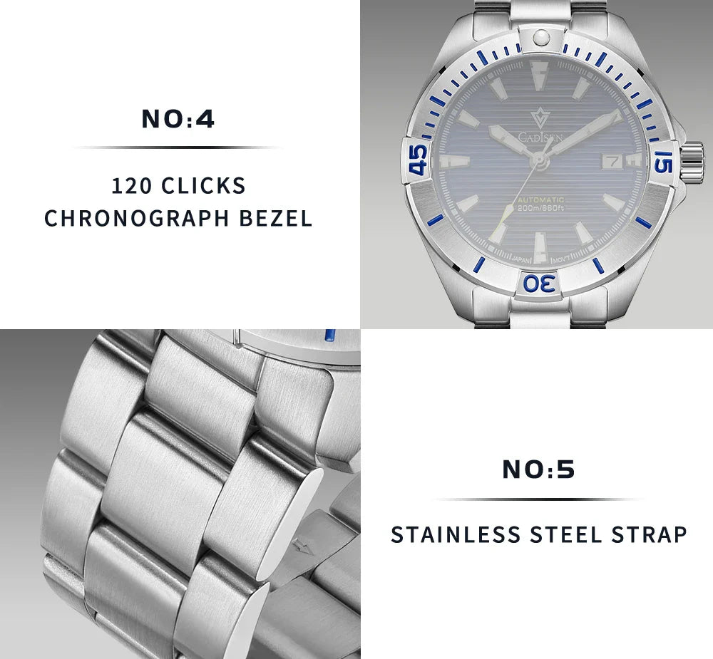 CADISEN C8218 Diver V2 20Bar NH35 Automatic 40MM Sapphire luminous