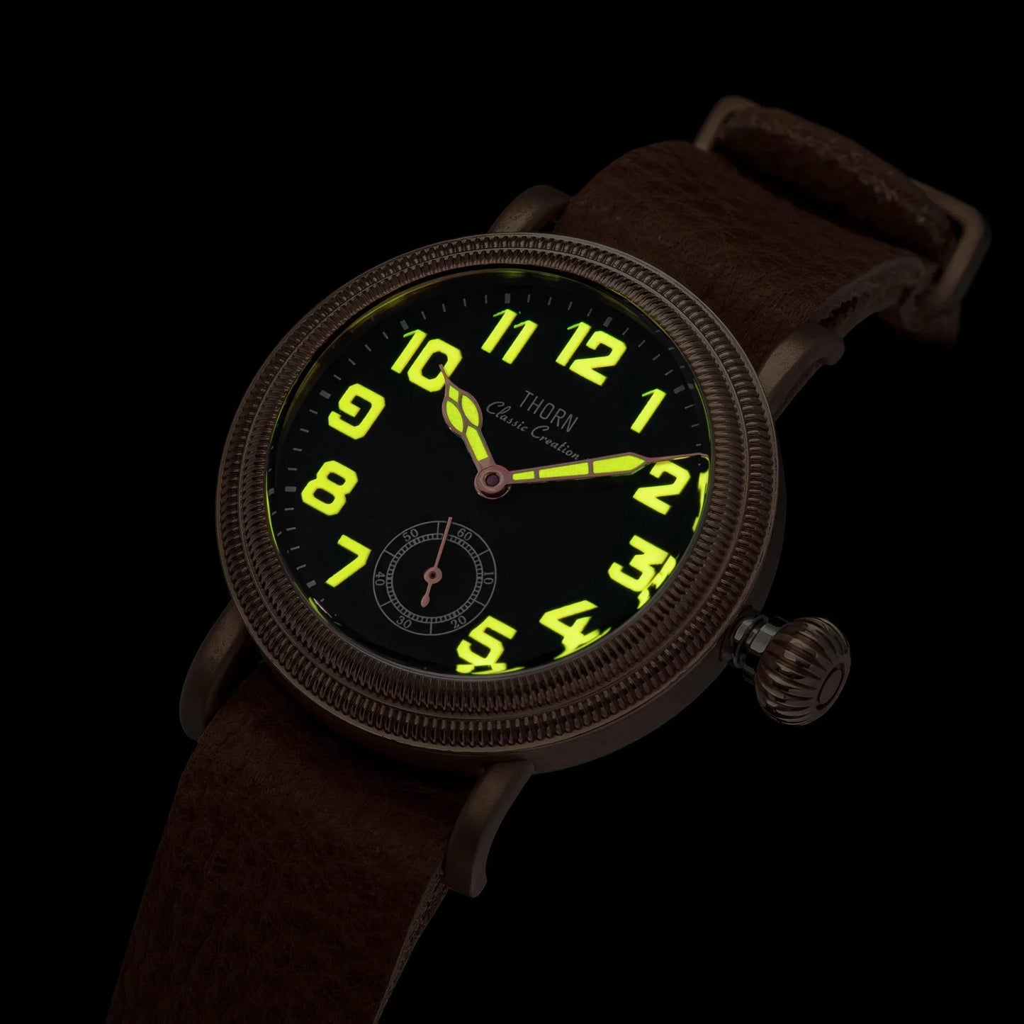 THORN T013 36mm Vintage Pilot Watch ST1700 Manual winding Sub Second Swiss luminous Sapphire