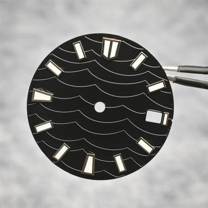 28.5mm Watch Dial C3 Green Luminous Wave Pattern Watch Faces Watches Replacement Accessories for NH35/ NH36/ NH34 Movement