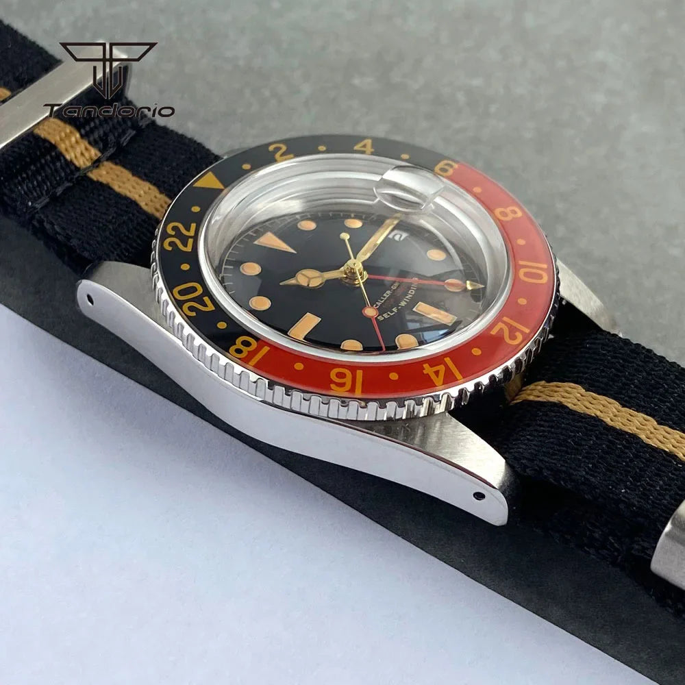 Tandorio NH34 GMT Watch 6542 homage 38mmTD218S Sapphire 20BAR Diver 24H Glass Bezel Sapphire