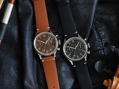 Baltany Military Chronograph Man S5054 Retro Style Quartz Watch Leather Strap Sapphire Glass 5ATM Waterproof Multifunction Watch