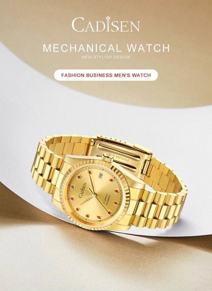 CADISEN C8223 DateJust Watch Miyota 8215 Sapphire Luxury Golden Watch 36MM Ladies Men