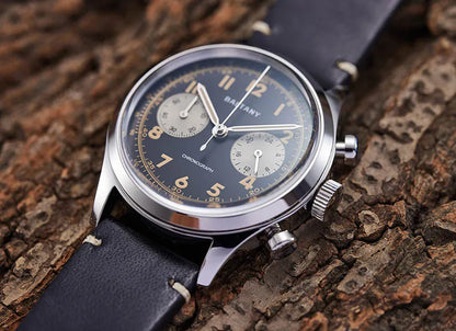 Baltany S5034 Quartz Chronograph Wristwatches 39mm Sapphire Crystal Panda Dial StainlessSteel Retro Super Luminous Vintage Watch