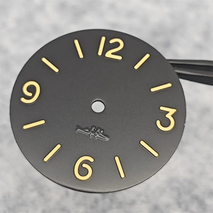 34.5mm Watch Dial Face Insert Parts with Watch Hands for ETA6497/ ST3600 Movement Watch Green Luminous Accessories Modify