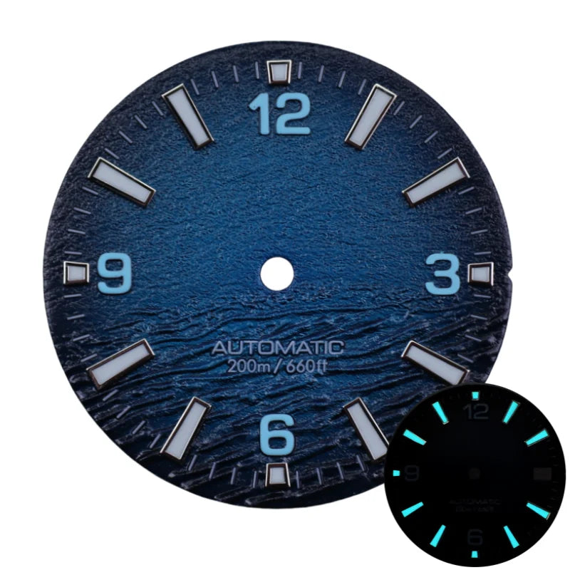 New Style Sea High Quality 28.5mm Diving Watch 3 Or 3.8 Crown Dial Face For Seik Nh35 Movement Skx007 Mods With C3 Bgw9 Luminous