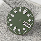 28.5mm NH36 Watch Dial BGW9 Ice Blue Luminous Watch Faces with Dual Date Calendar Window Watch Accessory for NH36 Movement