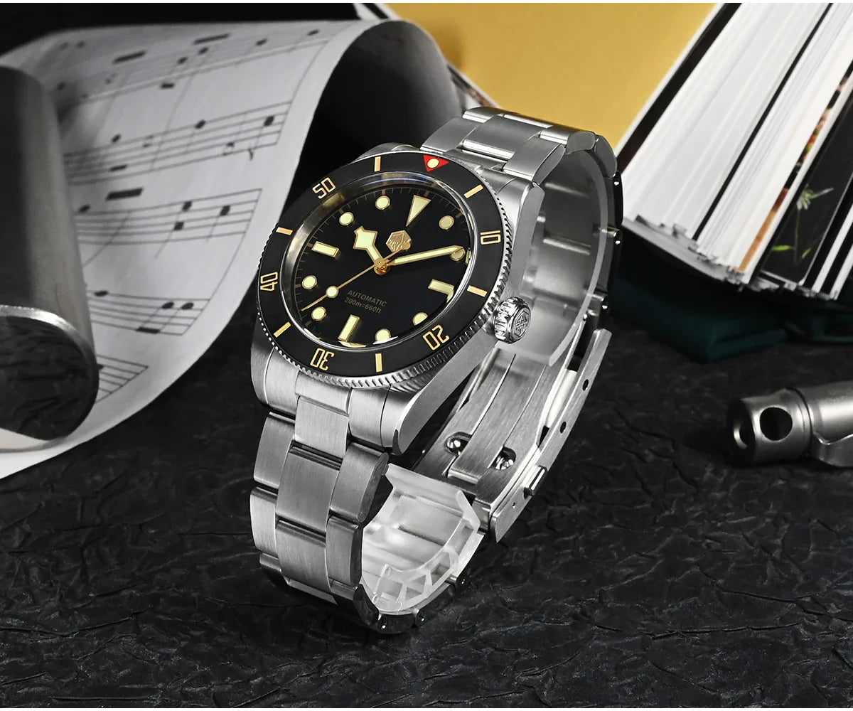 San Martin SN0138G New 37mm BB54 Vintage Diver Watch NH35 Automatic AR Sapphire C3 Luminous 20Bar