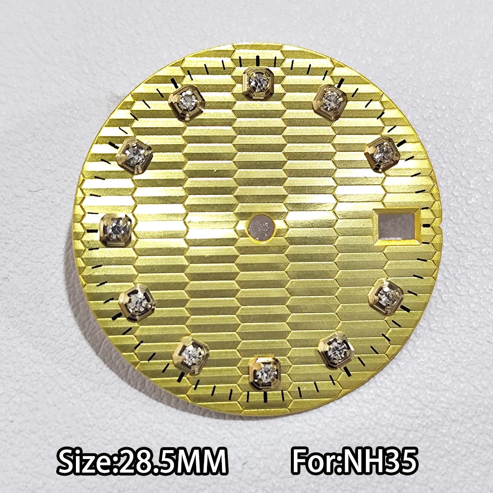 28.5mm Watch Dial For NH 35 NH36 Movements Green Luminous Single/No Date just Calendar Dial Roman Men Watches Accessories