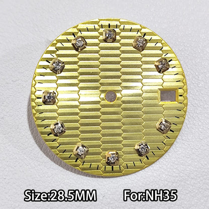 28.5mm Watch Dial For NH 35 NH36 Movements Green Luminous Single/No Date just Calendar Dial Roman Men Watches Accessories