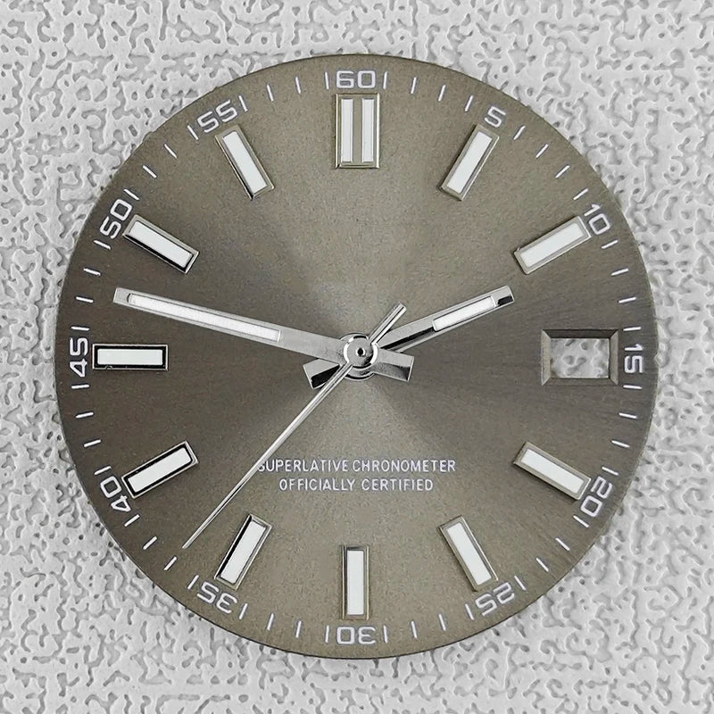 28.5mm double bar date window Watch Dial With Watch Hands Date Just Luminous Sunray Fit NH35 NH36 Watch Faces Automatic Movement