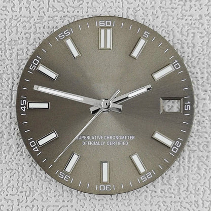 28.5mm double bar date window Watch Dial With Watch Hands Date Just Luminous Sunray Fit NH35 NH36 Watch Faces Automatic Movement