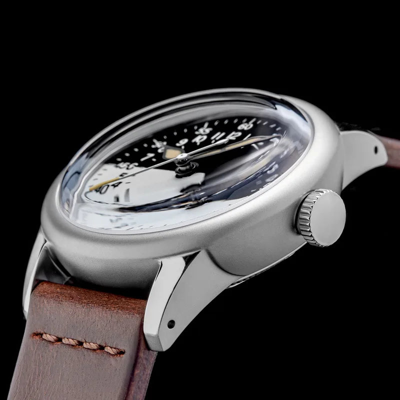 THORN SHY041 NH34 GMT Automatic Watch 36MM Pilot 15Bar Waterproof Half Luminous Dial Sapphire