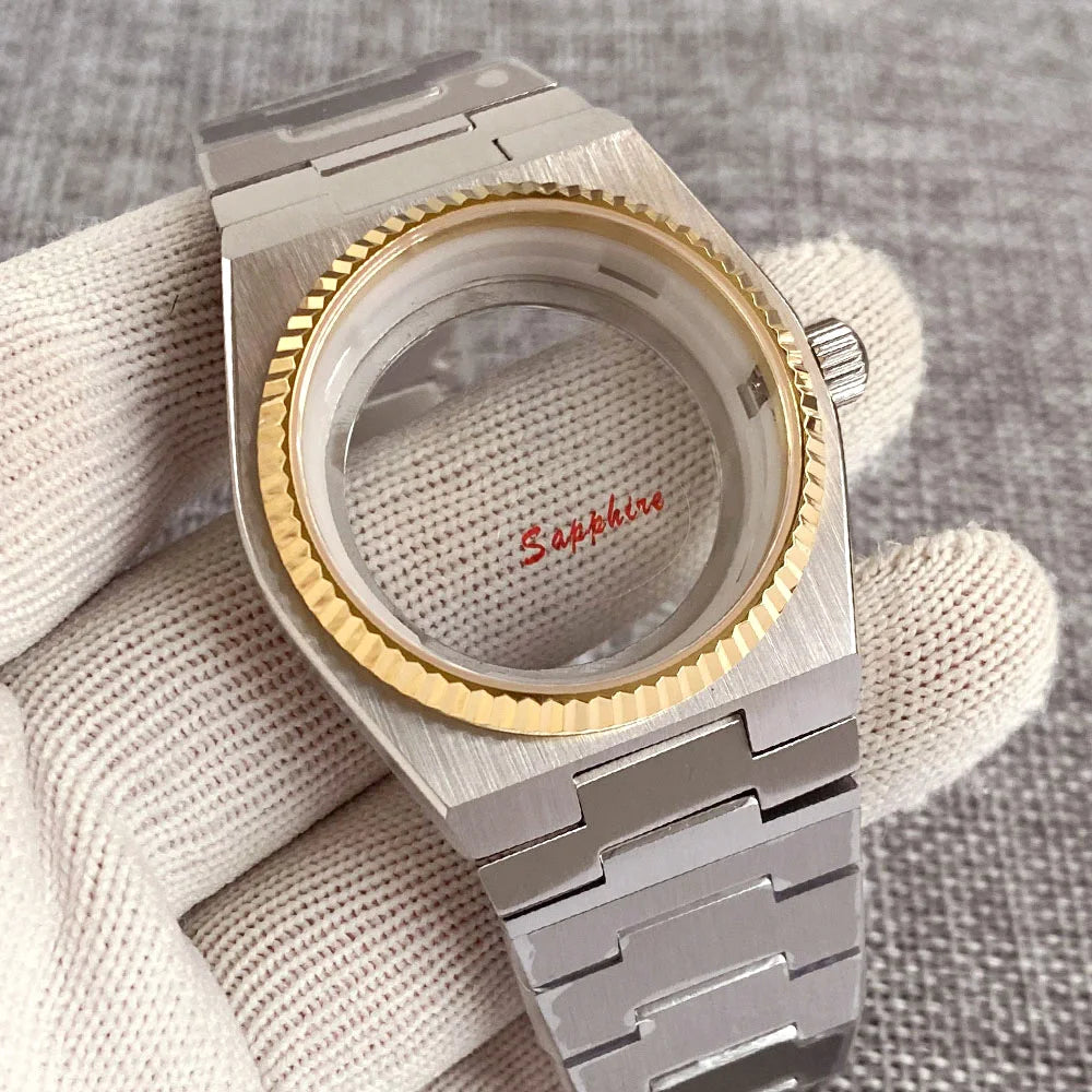 40mm PRX Case Silver Fluted 100m Waterproof For Super Player Sapphire Glass Watch Case Fit NH34 NH35 NH36 NH38 Movement
