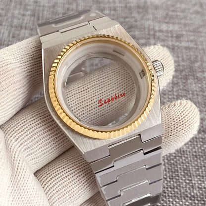 40mm PRX Case Silver Fluted 100m Waterproof For Super Player Sapphire Glass Watch Case Fit NH34 NH35 NH36 NH38 Movement