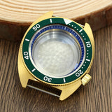 41mm Gold PVD Turtle Watch Case Domed Sapphire Abalone Captain Willard 6105 TMI NH35 NH36 NH34 4R36 Movts Abalone Screw Crown