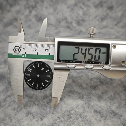 24.5MM Watch Dial Green Luminous Logbook Faces Women's Mechanical Watch Accessories for NH05 /NH06 Movement for 31mm Case