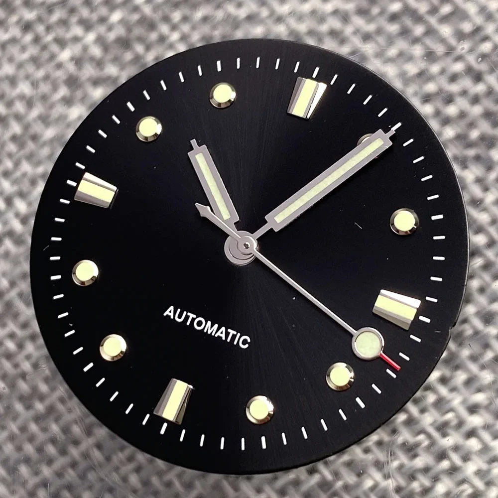 Non-Radiation 50-FATHOMS Watch Dial Parts 29mm for NH35 PT5000 Green Luminous Case Parts Sterile Nologo Hand Set for Dive Watch