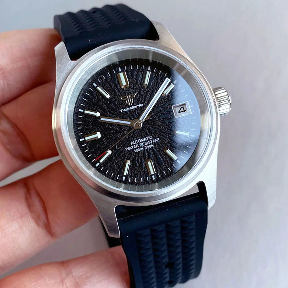 Tandorio Pilot watch 36mm TD105M Blue Red Multicolor Dial  NH35A Automatic 200M WR Luminous Sapphire