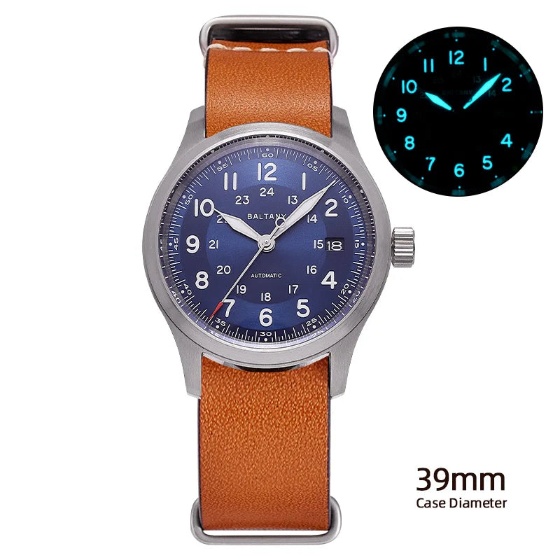 Baltany Field Watch S2049 Customizable 10ATM Waterproof 39mm  NH35 Automatic Ar Sapphire Swiss lume