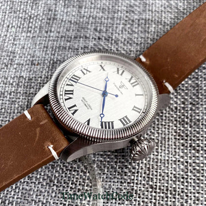 Tandorio Fluted Pilot Watch TD117A 20BAR  NH35 PT5000 Roman Numerals Sapphire 39mm