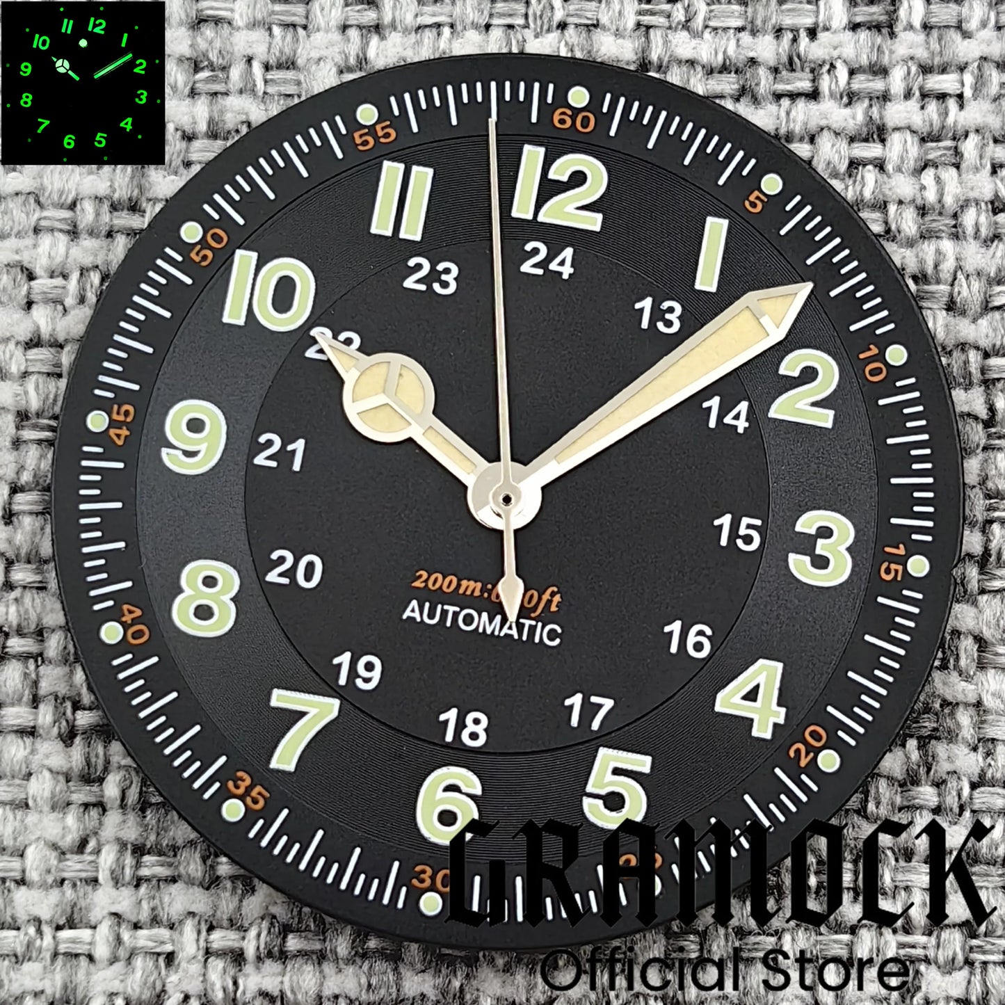 Gramock Classics Sterile 29mm Pilot Black Watch Dial Part for NH35/36 ETA PT5000 Miyota Mingzhu DG ST2130 Movement Part Hand Set