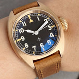 CUSN8 Solid Bronze Identity Crisis Pilot Watch Wristfull W201 NH35A Domed AR Sapphire 36mm 20Bar