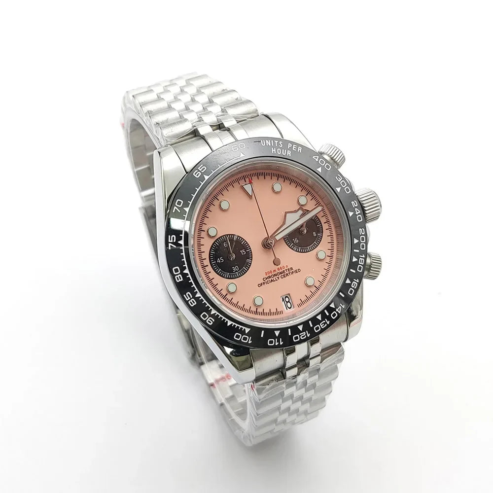 Sterile Chronograph Watch Customizable VK64 Quartz 40mm Panda Sapphire 39MM 5BAR