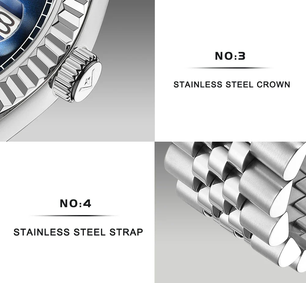 Cadisen C8228 DD38 Watch Diamond Dial MIYOTA 8285 AR Sapphire Crystal luminous 38MM 5Bar