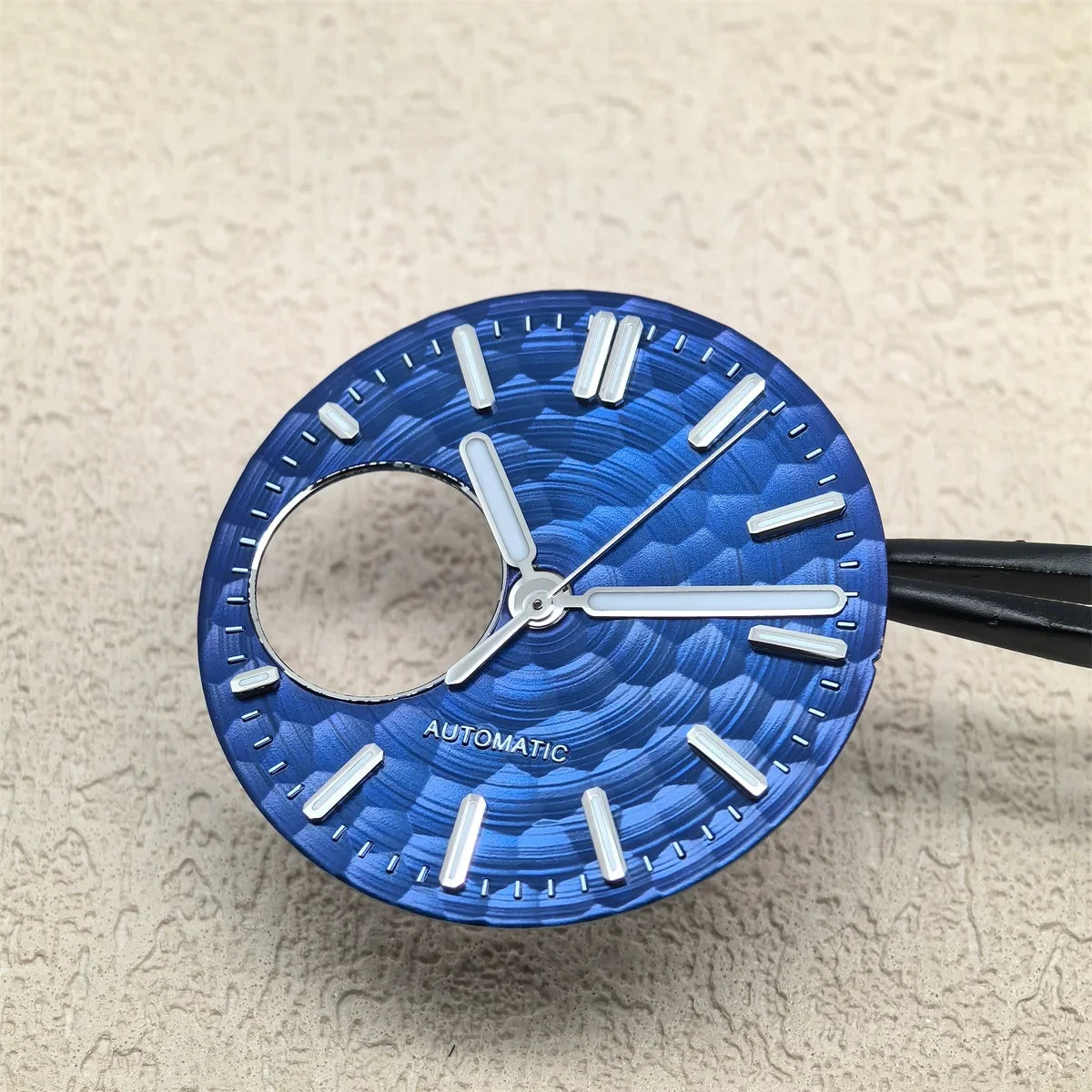 28.5mm Honeycomb Texture Watch Dial Hands Set Green Luminous Faces for NH34 NH38 Movement