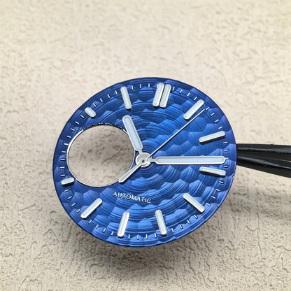 28.5mm Honeycomb Texture Watch Dial Hands Set Green Luminous Faces for NH34 NH38 Movement