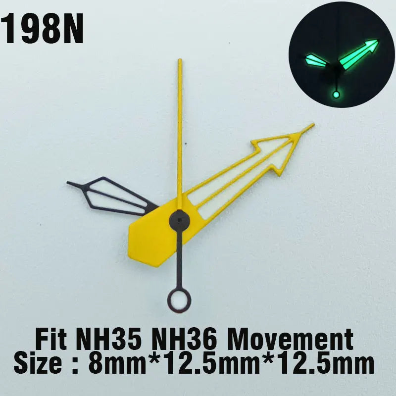 Watch hands NH series 35 36 hands Green glow in the dark hands seconds Watch accessories for NH series 35 36 movement assembly