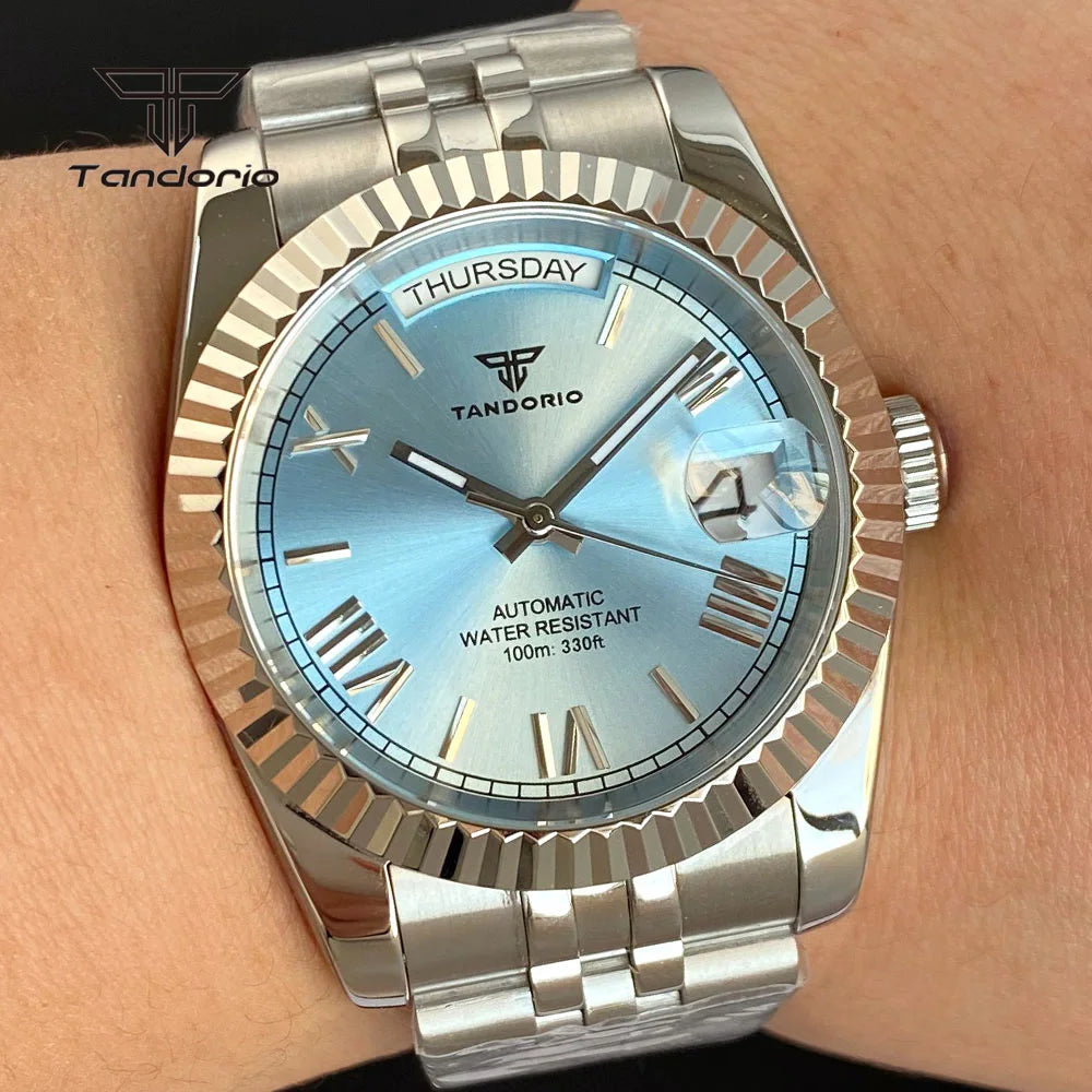 Tandorio Day Date Watch TD139 Seiko NH36 39mm / 36mm Sunburst Sapphire 10Bar