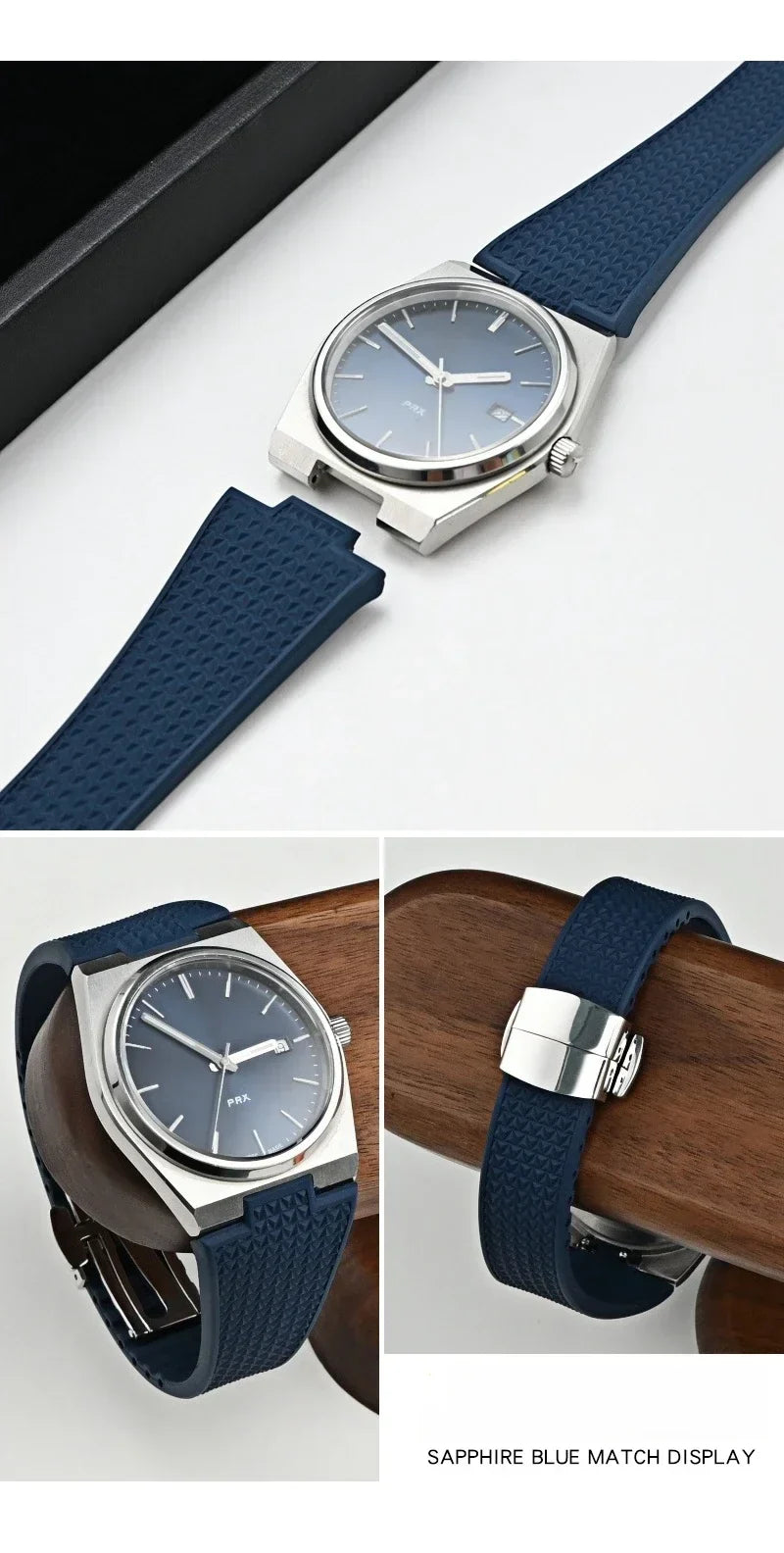 PRX watch band Quick Release  11mm 12mm T137.407/T137.410 Super Player Fluoro rubber FKM Watch Strap Bracelet