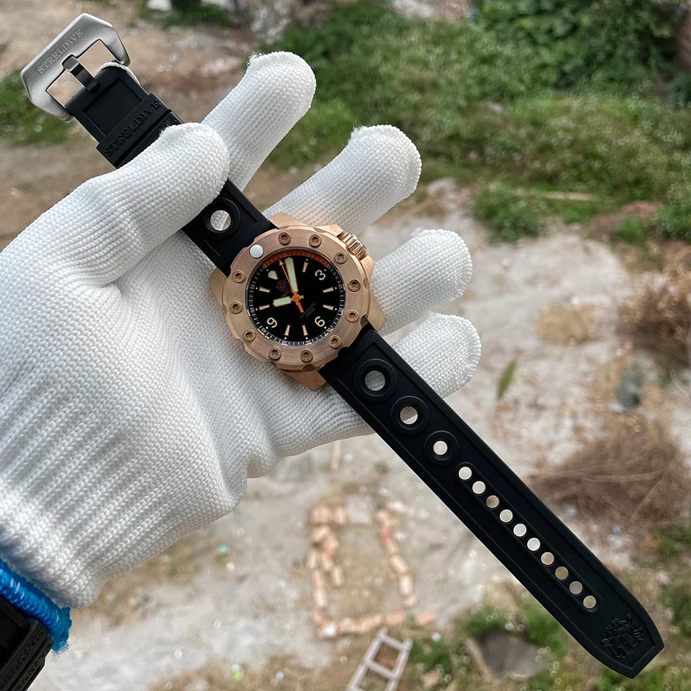 STEELDIVE SD1948S Bronze Diver 44.5mm  C3 Green Luminous 1000M Waterproof Mens NH35  sapphire