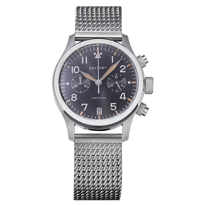 Customizable watch Baltany Military Chronograph watch S5057 Retro Quartz VK64 10ATM  Swiss Lume AR Sapphire