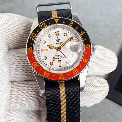 Tandorio TD218B NH34 GMT Watch 6542 homage 38mm Bubble Sapphire 20ATM 120 Click Submariner