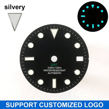 28.5mm diameter dial suitable for NH-34/35/36 movements GMT Luminous dial customization LOGO/name DIY dial watch parts